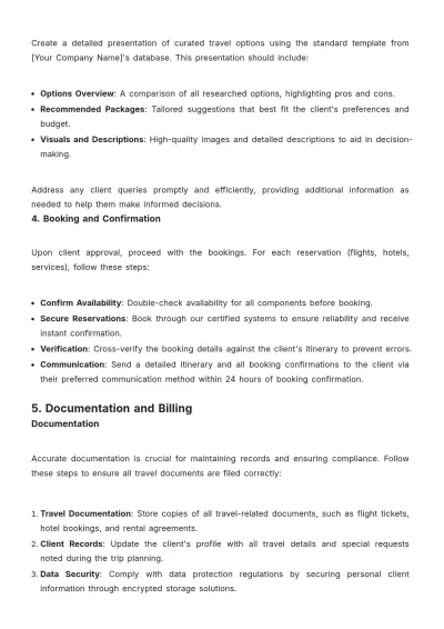 Free Travel Agency Job Procedure Template to Edit Online