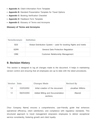 Free Travel Agency Job Procedure Template to Edit Online
