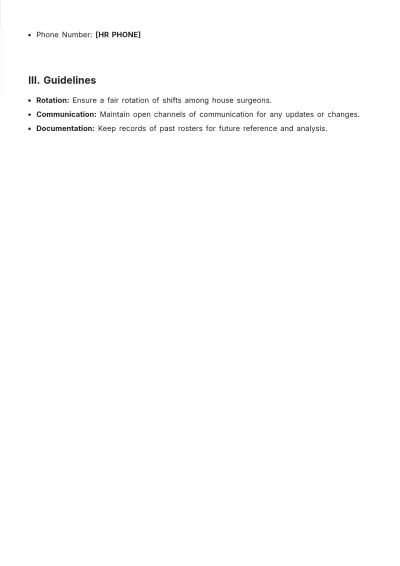 Free House Surgeon Roster Template to Edit Online