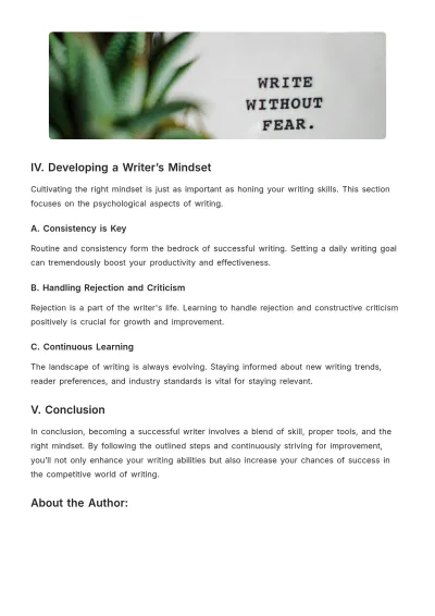 Free Writer Article Template to Edit Online