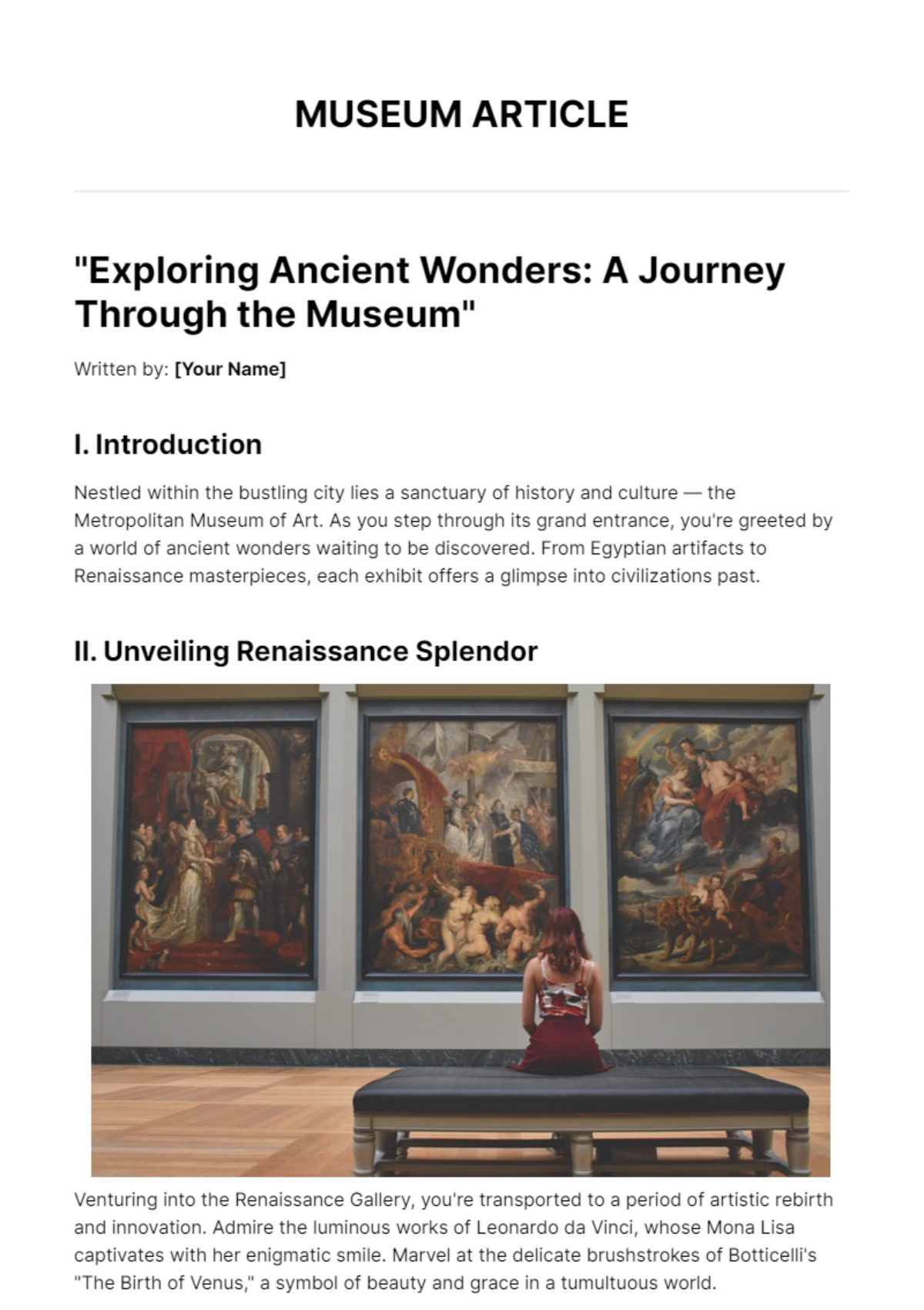 Museum Article Template - Edit Online & Download