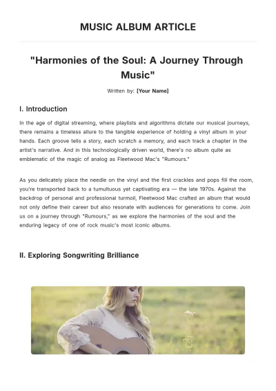 Free Music Album Article Template to Edit Online