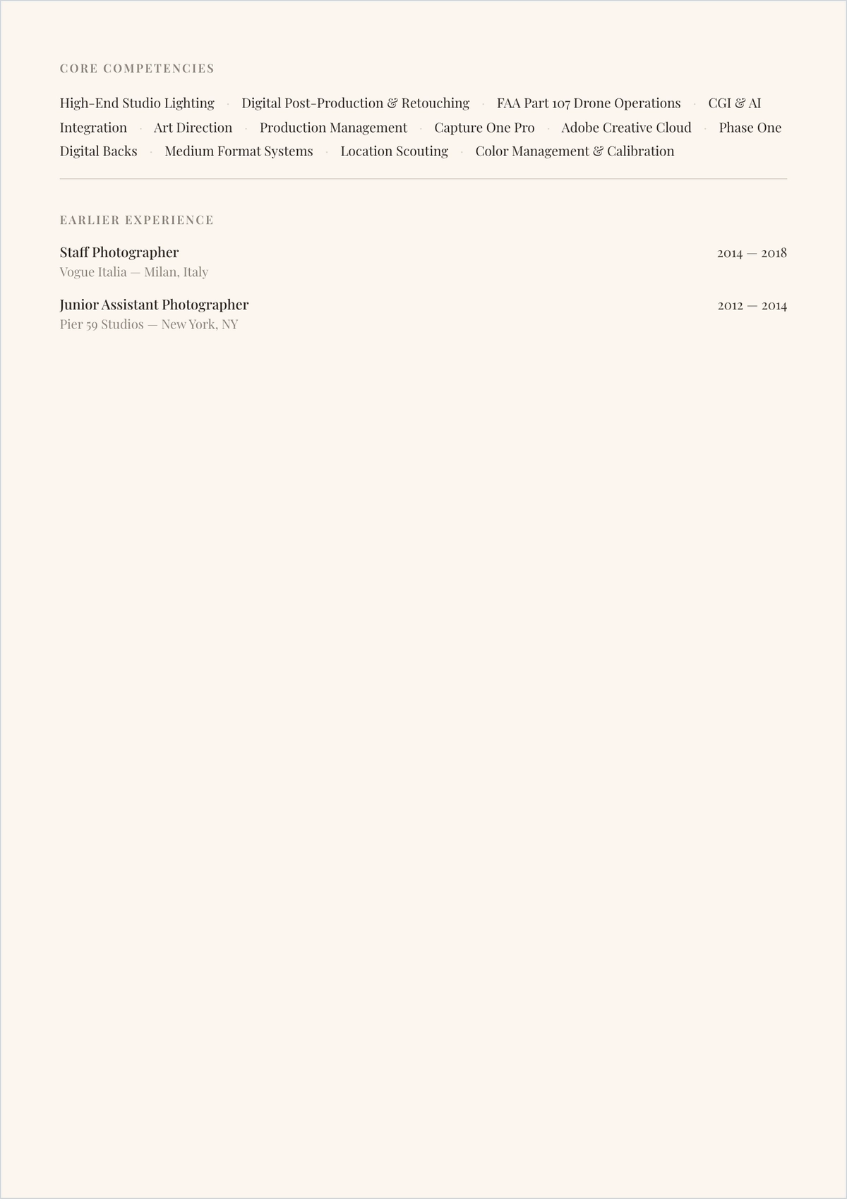 Free Photographer ATS Resume Summary Template, AI Resume Builder