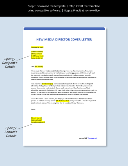 New Media Director Cover Letter Template