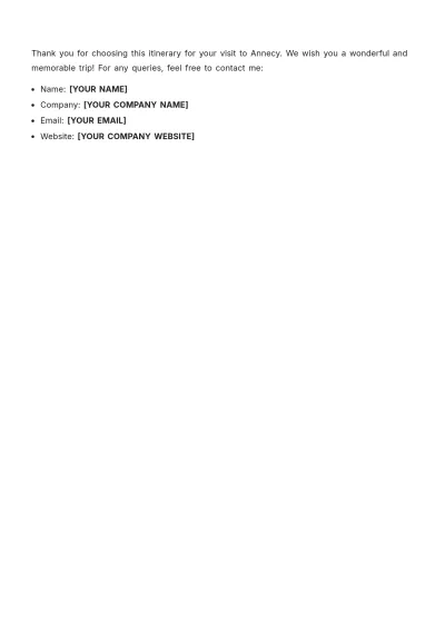Free Annecy Itinerary Template to Edit Online