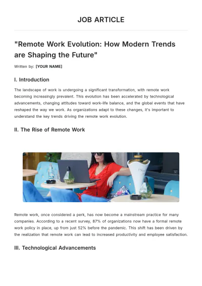 Free Job Article Template to Edit Online