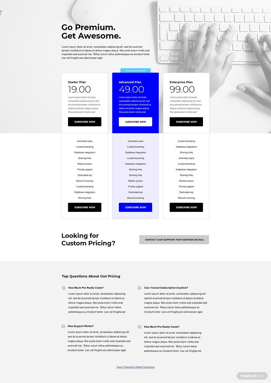 Corporate SaaS Pricing Page Template