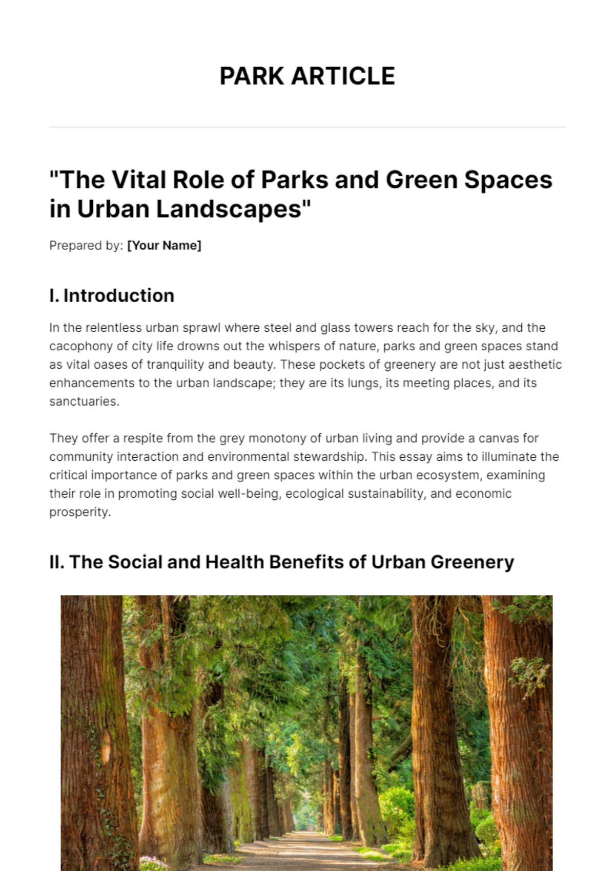 Park Article Template - Edit Online & Download