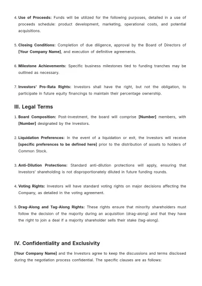 Free Fundraising Term Sheet Template to Edit Online