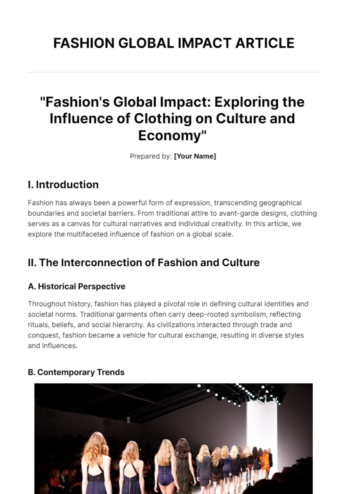 Free Fashion Global Impact Article Template