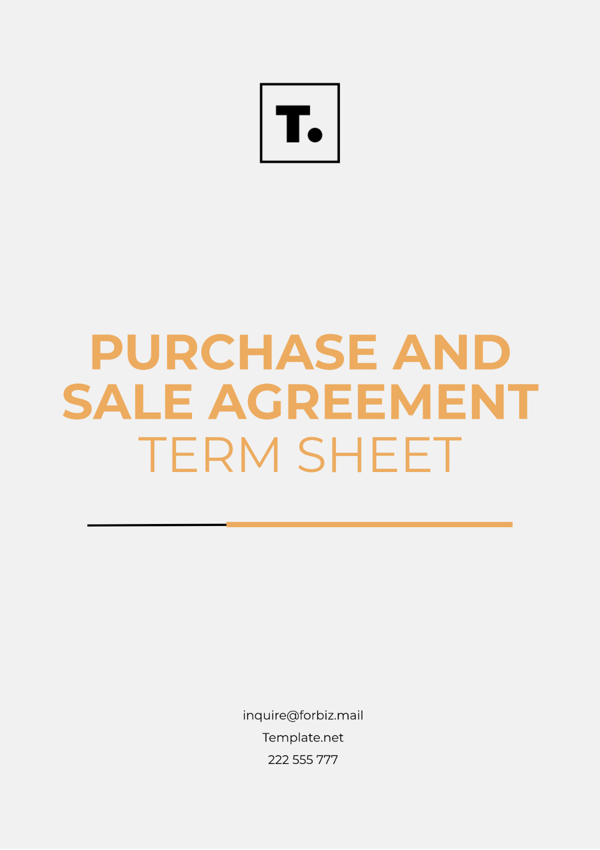 Purchase and Sale Agreement Term Sheet Template