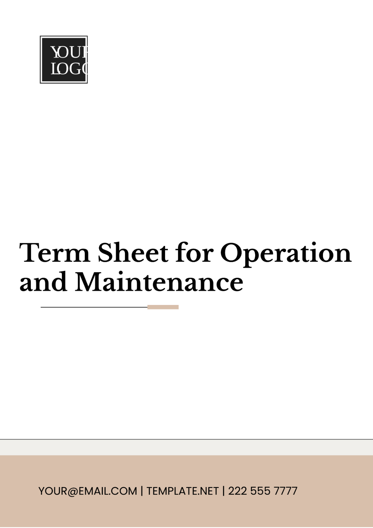 Free Term Sheet for Operation and Maintenance Template