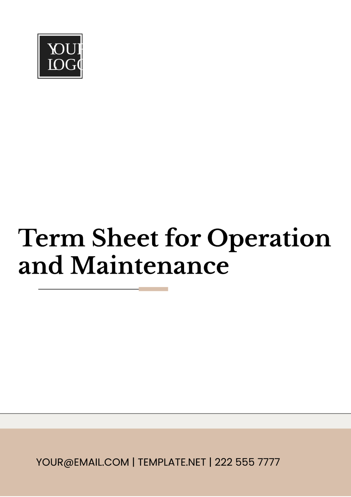 Term Sheet for Operation and Maintenance Template