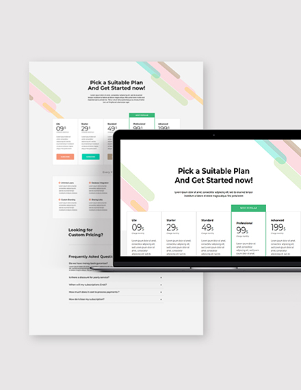 SaaS Company Pricing Page Download