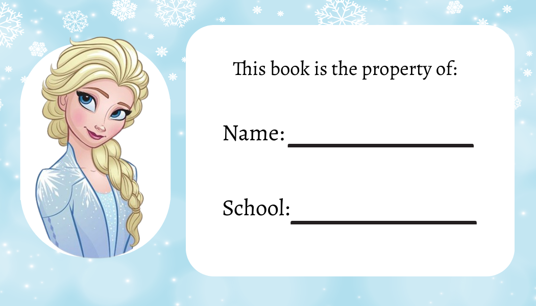 Free Frozen Book Label Template