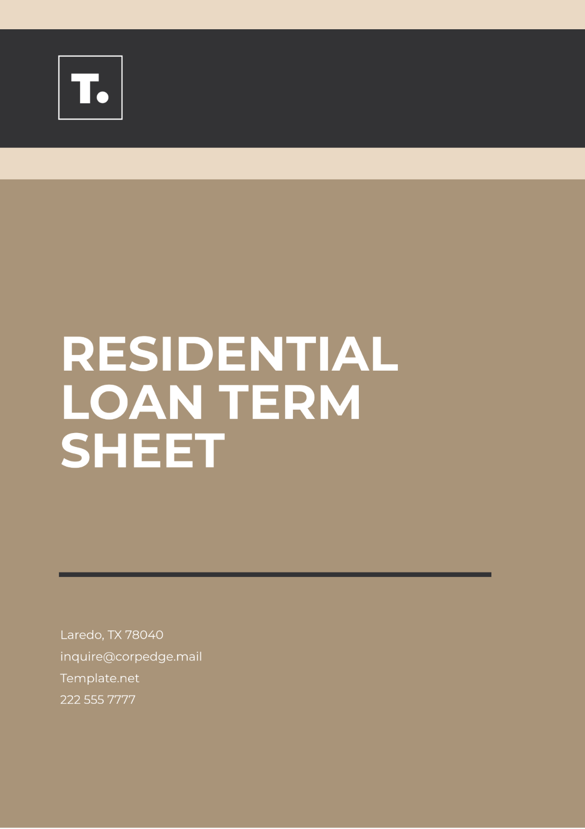 Residential Loan Term Sheet Template