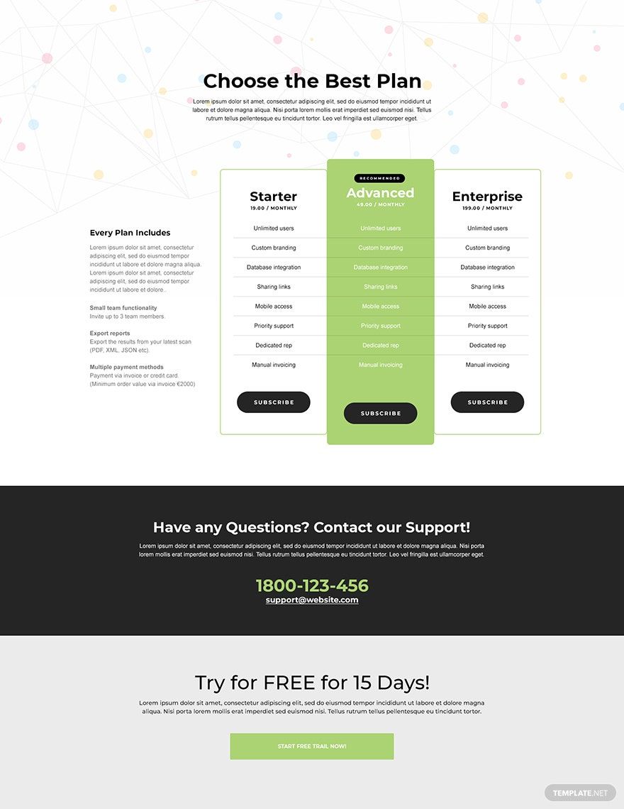 SaaS Product Pricing Page Template