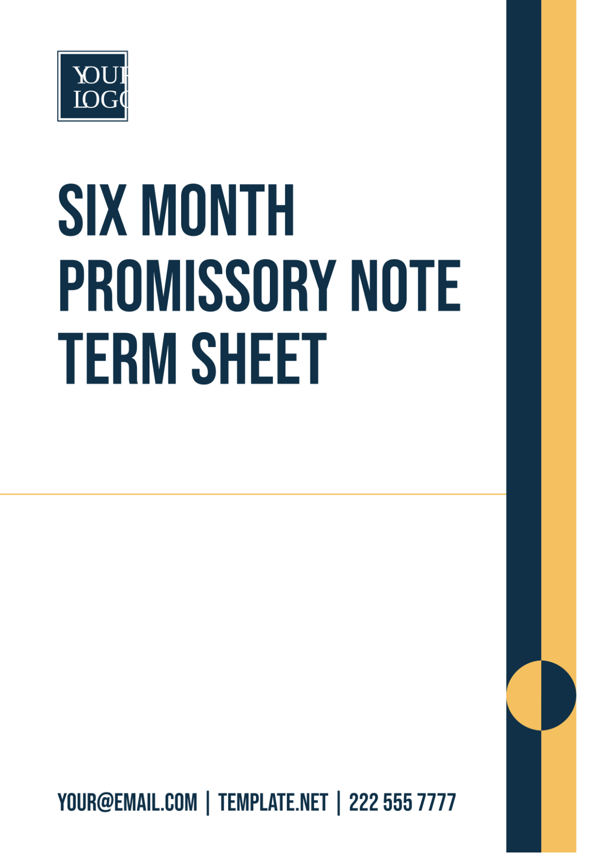 Six Month Promissory Note Term Sheet Template