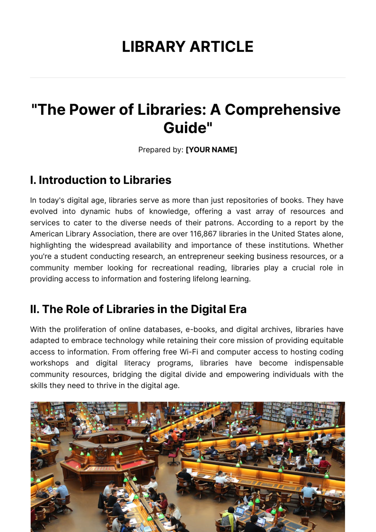 Library Article Template