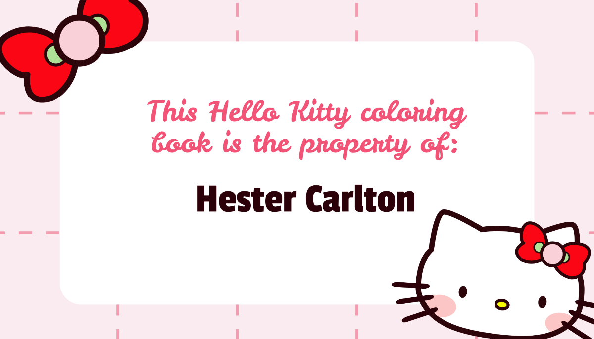 Hello Kitty Book Label
