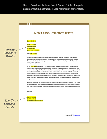 Media Producer Cover Letter Template