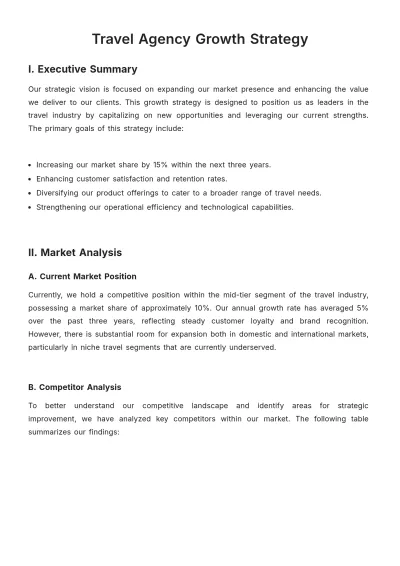 Free Travel Agency Growth Strategy Template to Edit Online