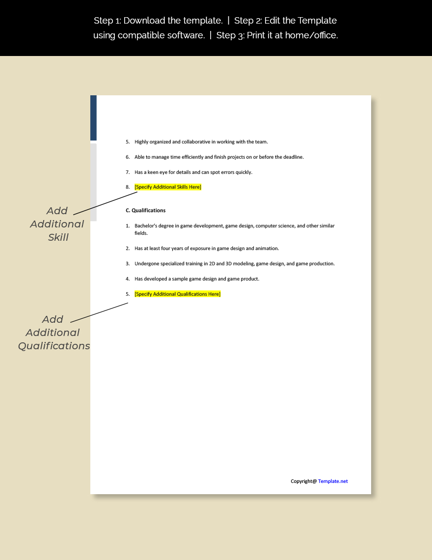 Free Free Computer Game Developer Job Ad and Description Template - Google  Docs, Word, Apple Pages | Template.net