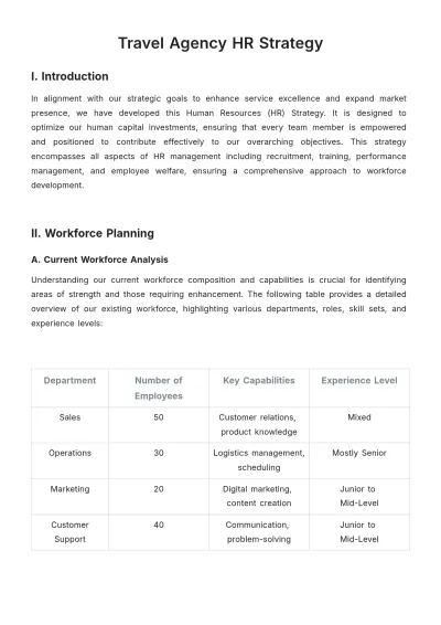 Free Travel Agency HR Strategy Template to Edit Online