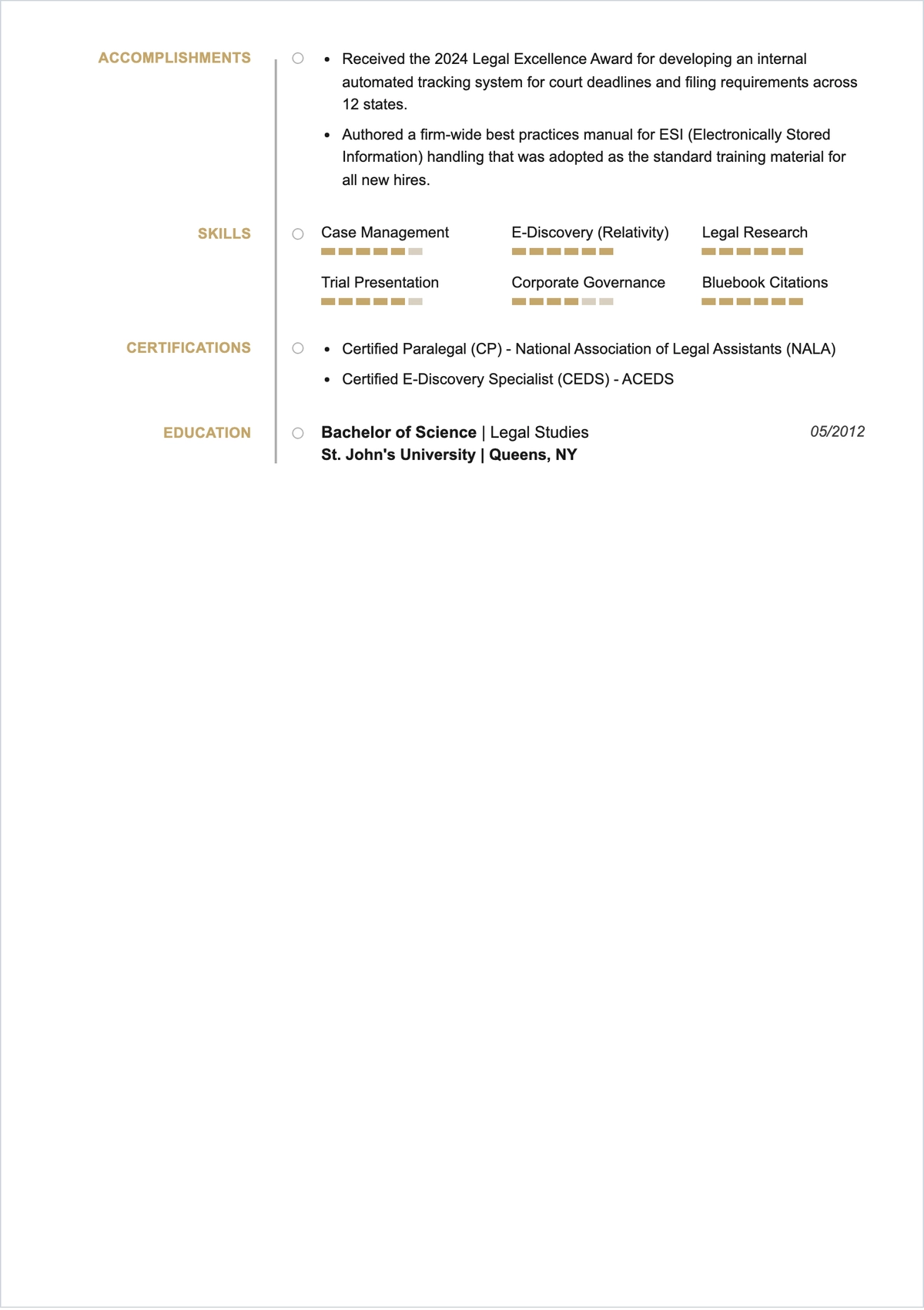 Free Paralegal ATS Resume Template, AI Resume Builder