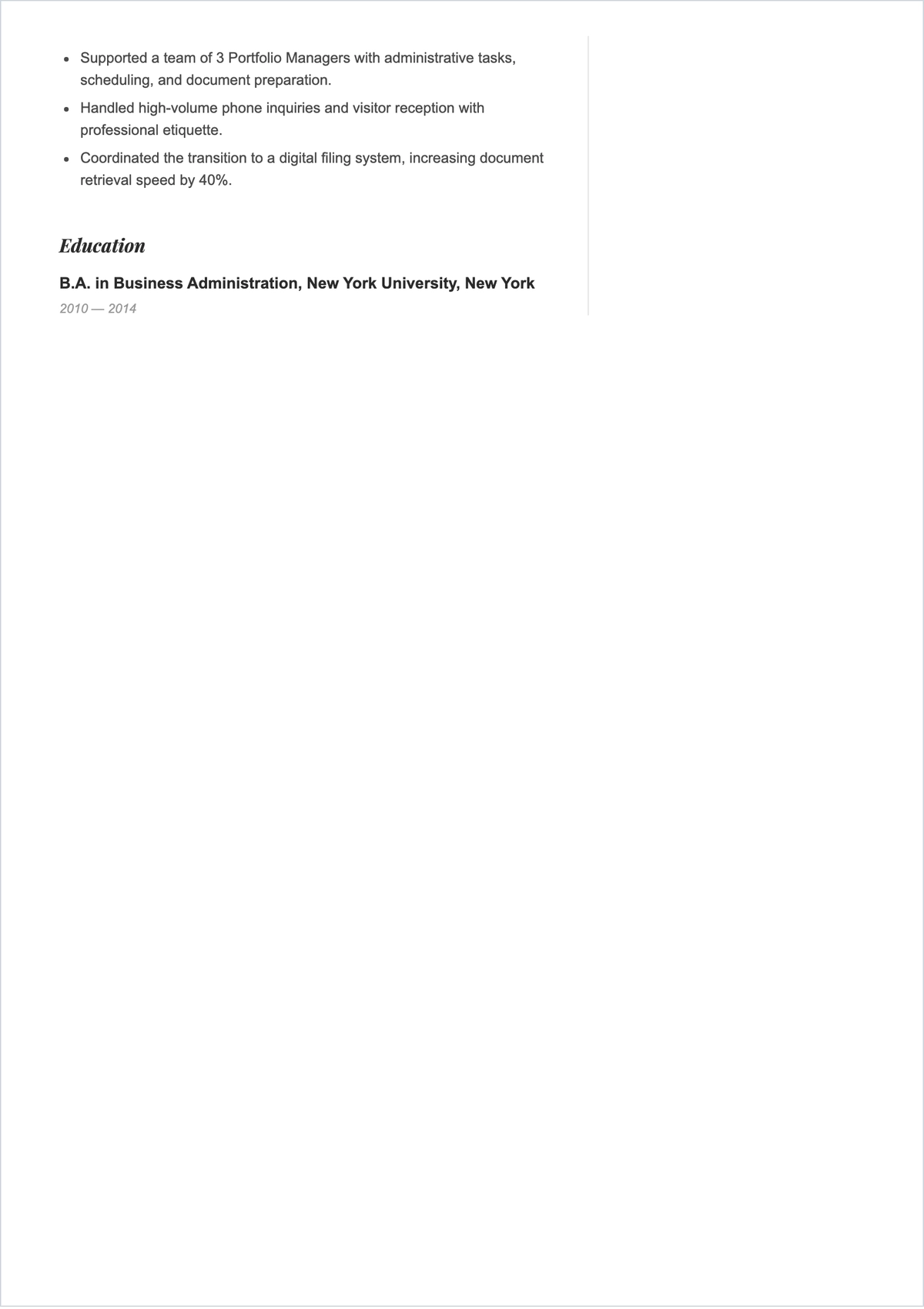Free Personal Assistant ATS Resume Summary Template, AI Resume Builder