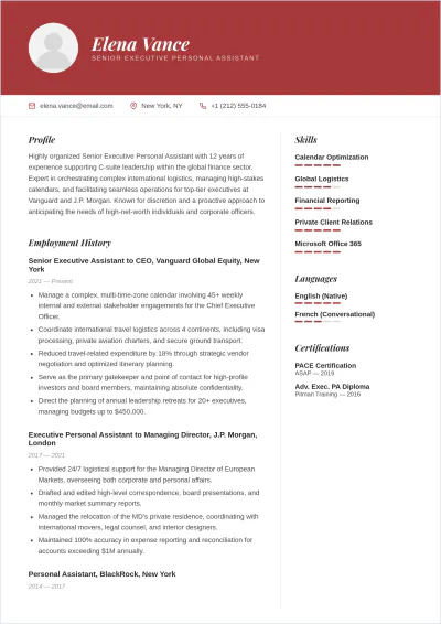 Free Personal Assistant ATS Resume Summary Template, AI Resume Builder