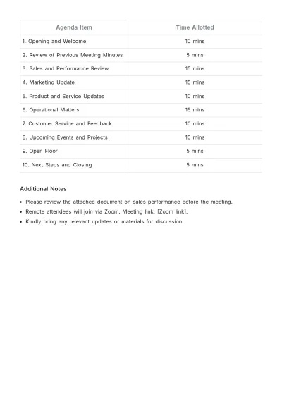 Free Travel Agency Meeting Schedule Template to Edit Online