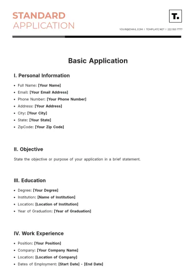 Free Basic Application Template to Edit Online
