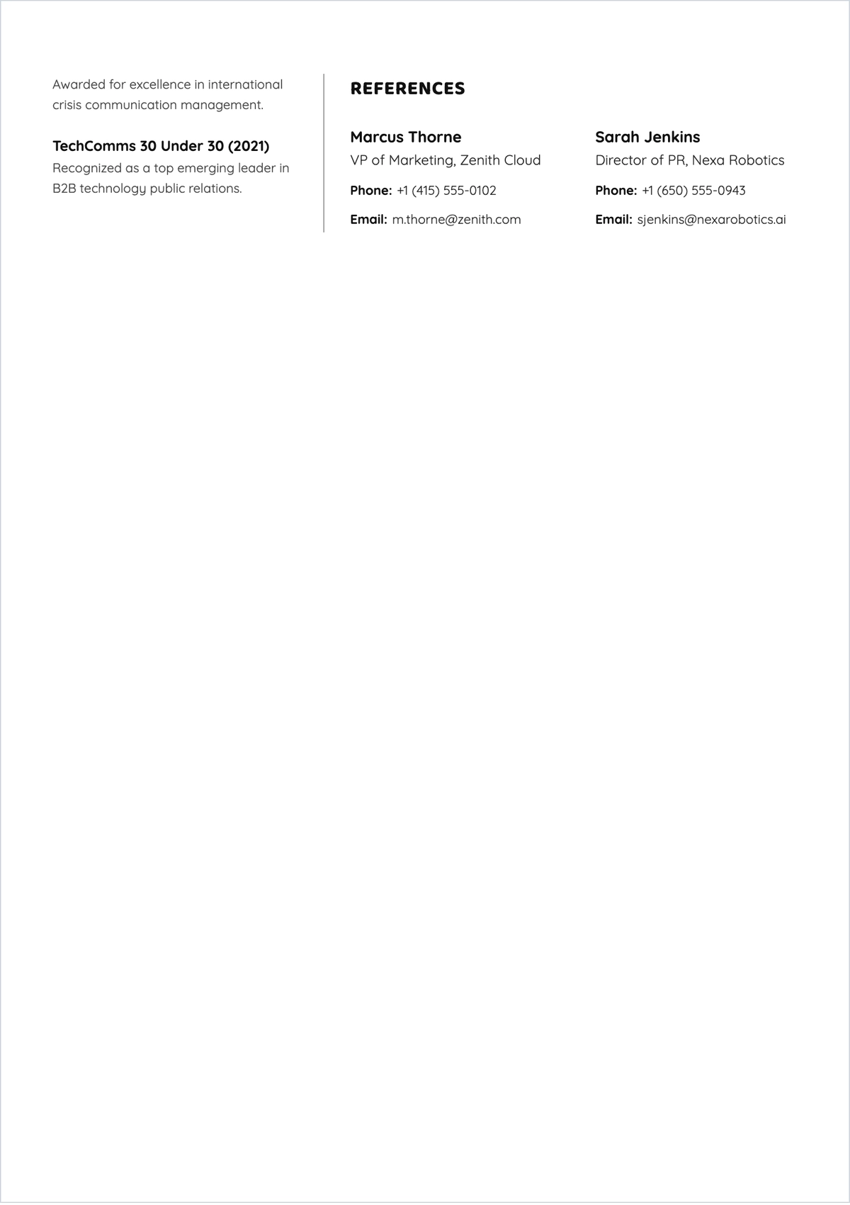Free Communications ATS Resume Summary Template, AI Resume Builder