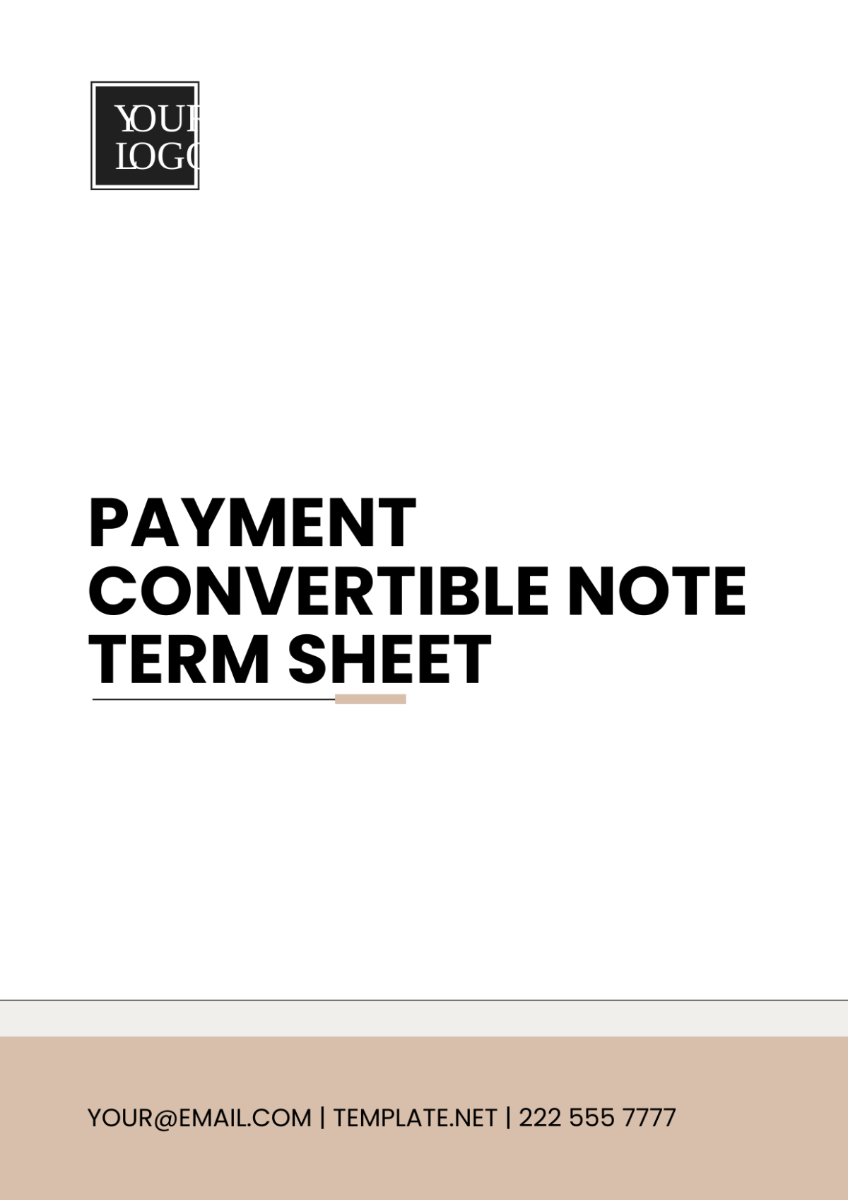 Payment Convertible Note Term Sheet Template