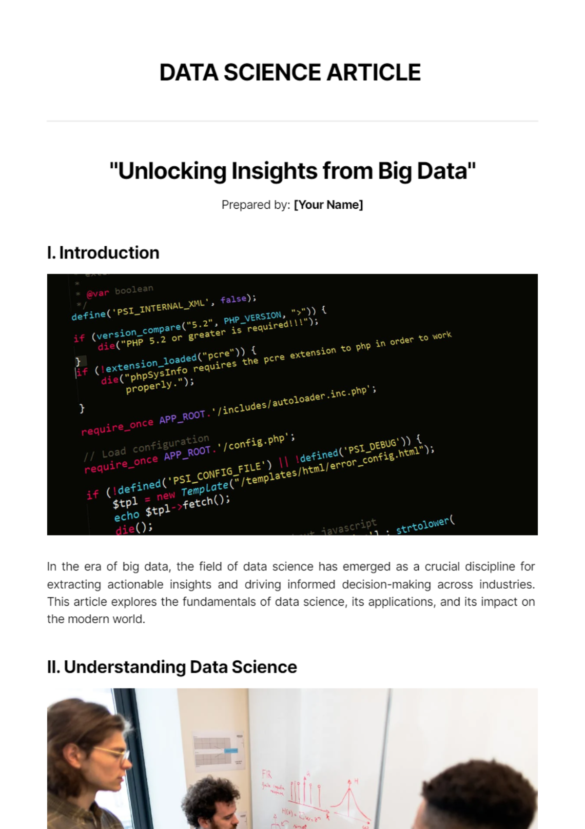 Free Data Science Article Template