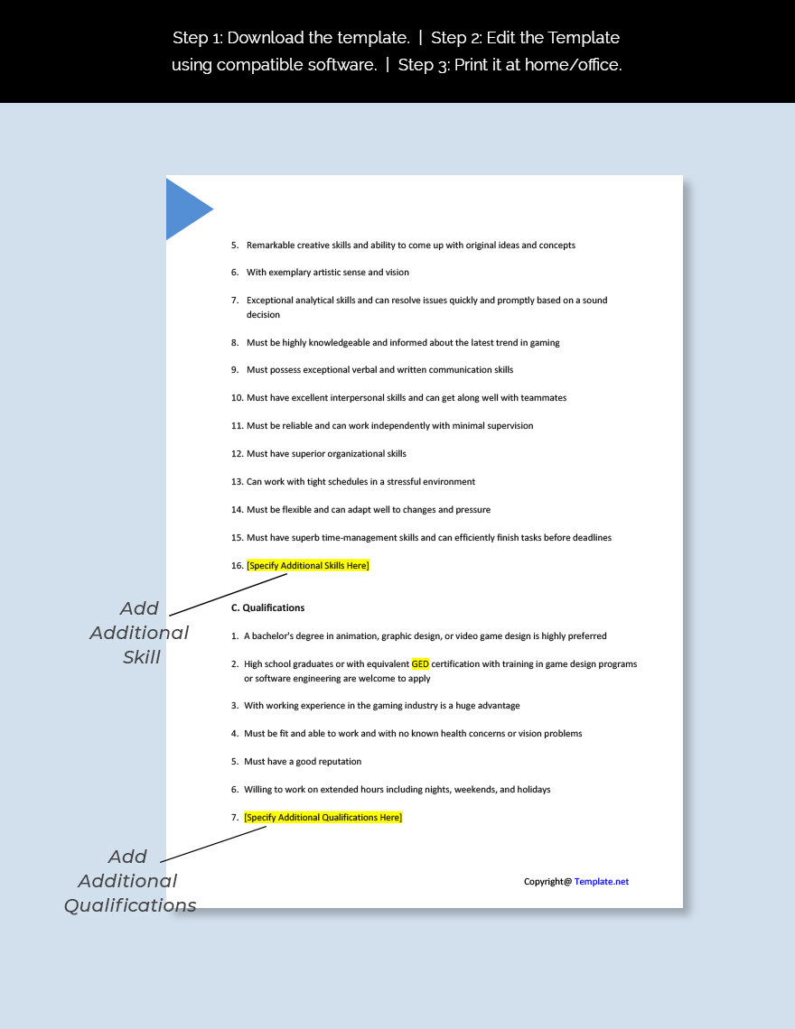 Free Free Computer Game Designer Job Ad and Description Template - Google  Docs, Word, Apple Pages | Template.net