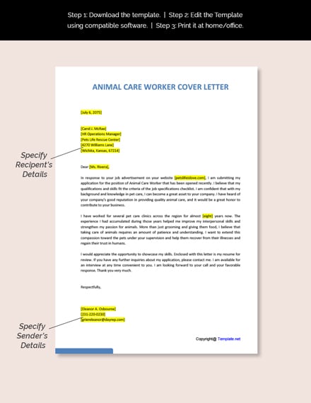 animal care assistant cover letter