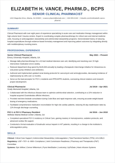 Free Pharmacist ATS Resume Summary Template, AI Resume Builder