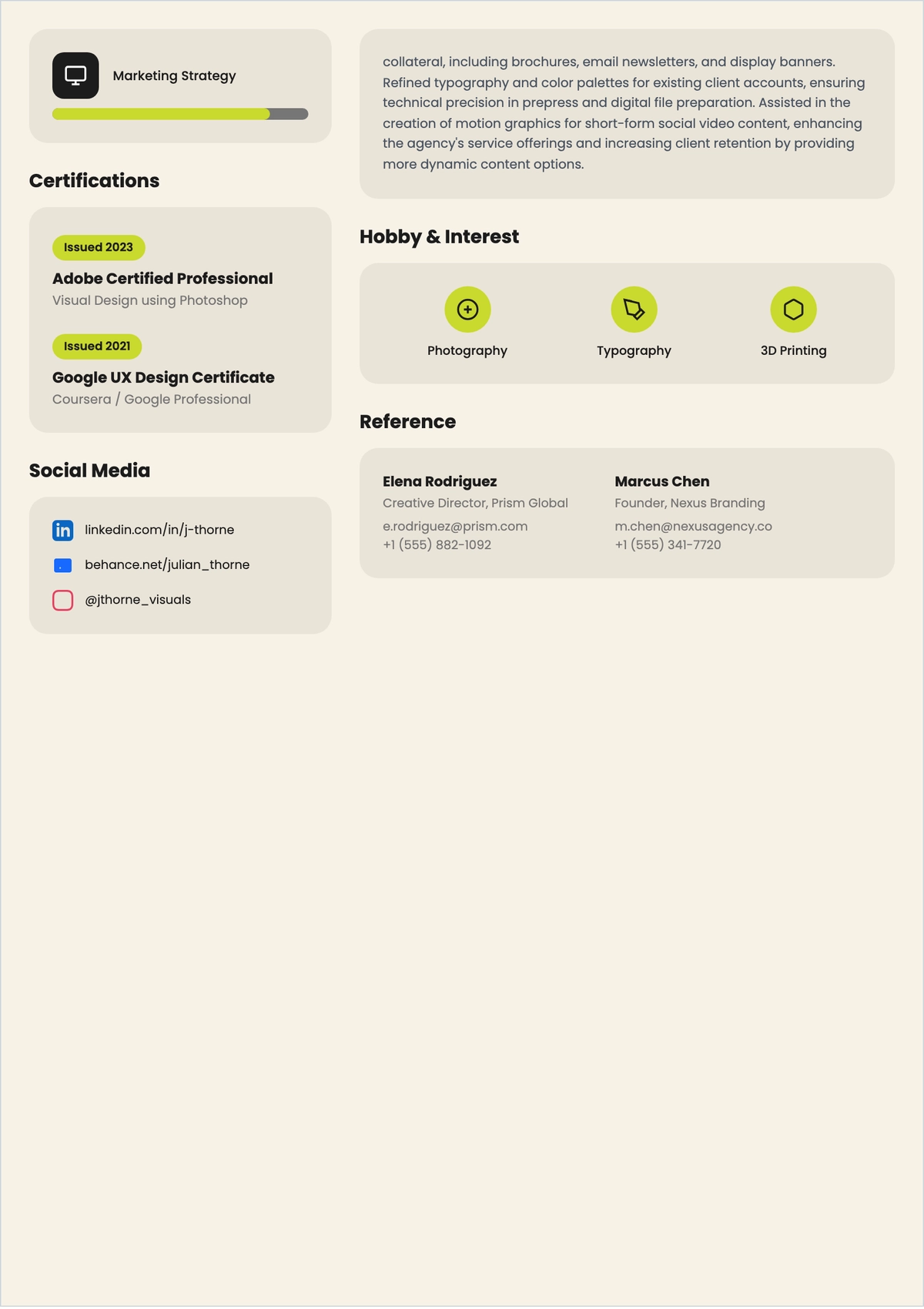 Free Graphic Designer Resume Summary Template to Edit Online