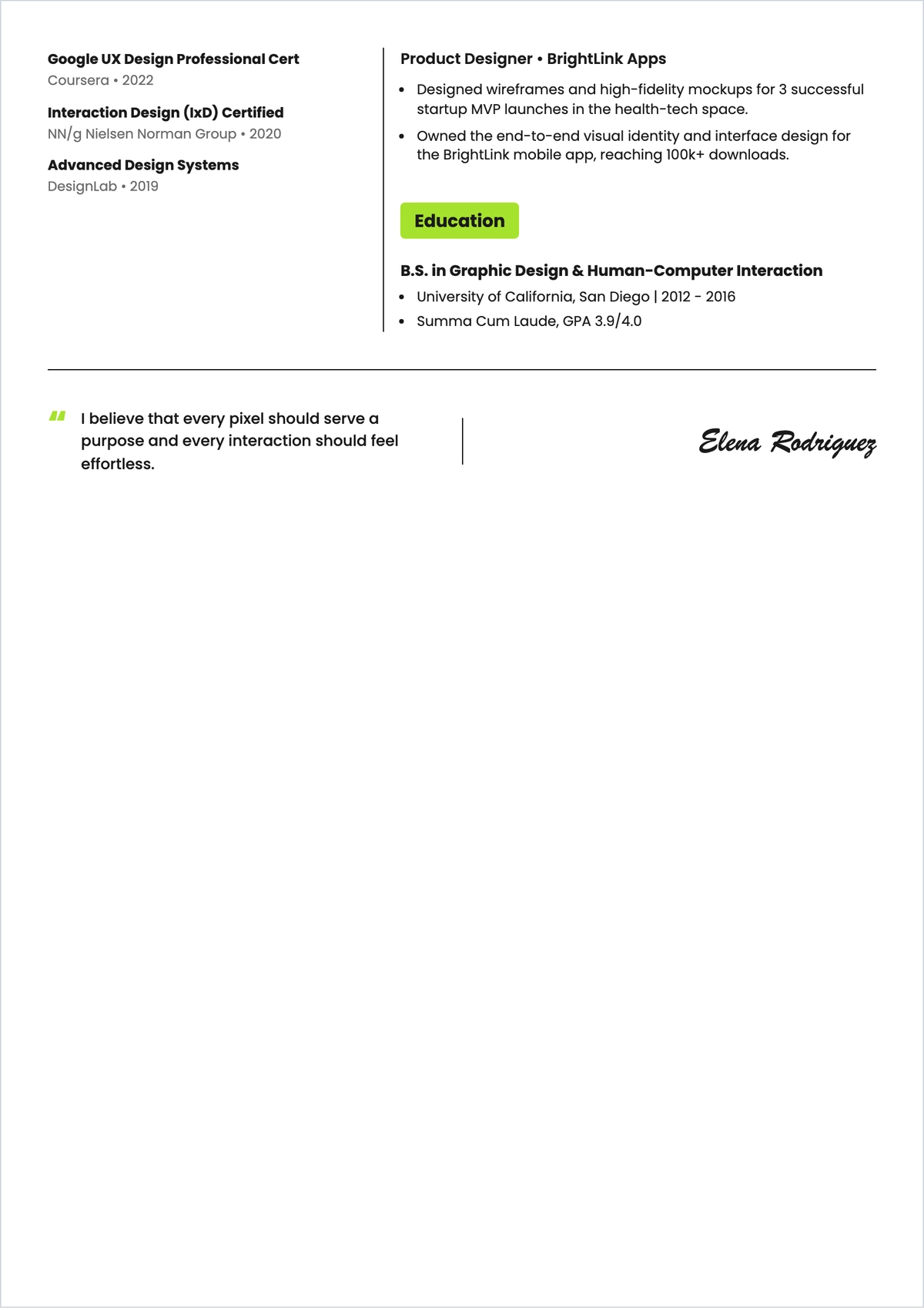 Free UI/UX Designer ATS Resume Summary Template, AI Resume Builder