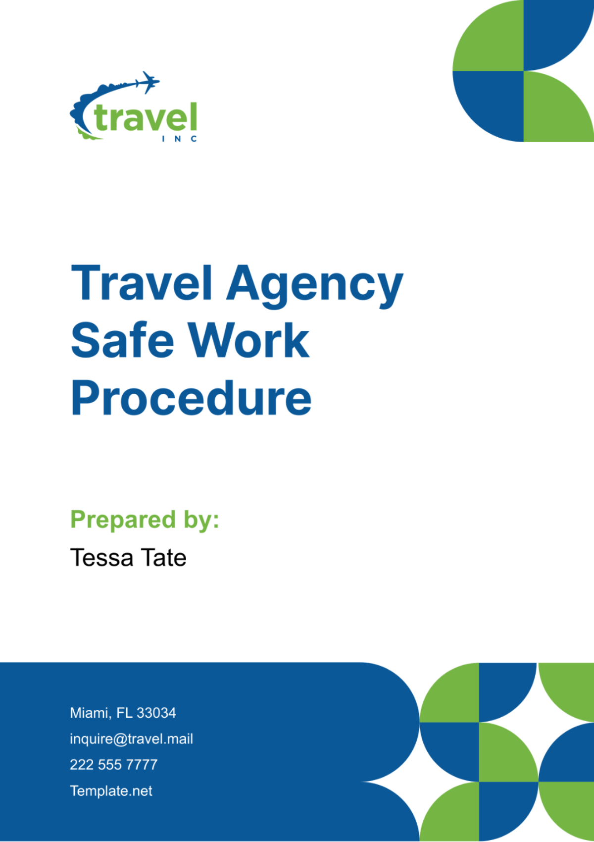 Travel Agency Safe Work Procedure Template - Edit Online & Download