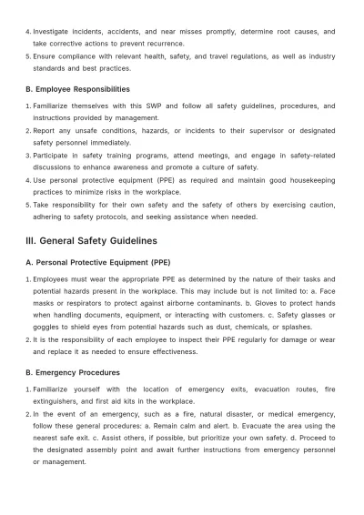 Free Travel Agency Safe Work Procedure Template to Edit Online