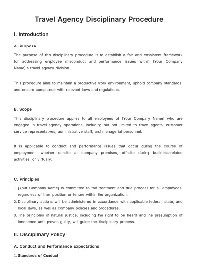 Free Travel Agency Disciplinary Procedure Template to Edit Online