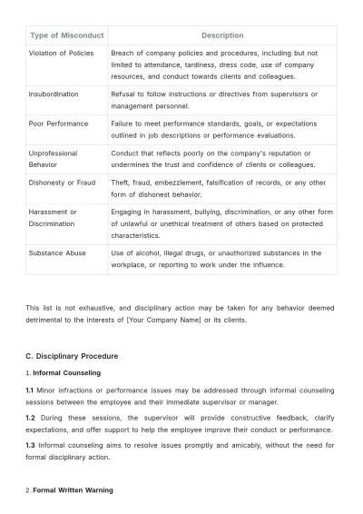 Free Travel Agency Disciplinary Procedure Template to Edit Online