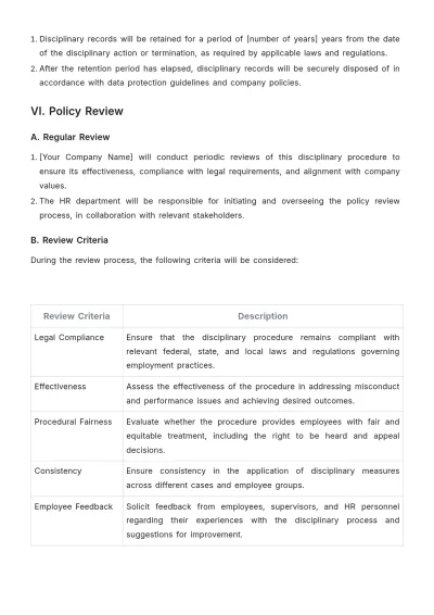Free Travel Agency Disciplinary Procedure Template to Edit Online