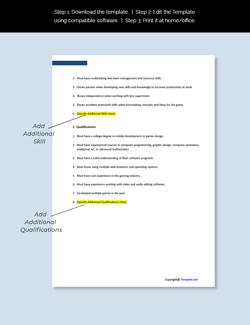 Free Free Flash Game Developer Job Ad and Description Template - Google  Docs, Word, Apple Pages | Template.net