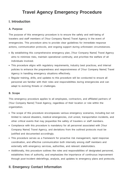 Free Travel Agency Emergency Procedure Template to Edit Online