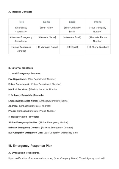 Free Travel Agency Emergency Procedure Template to Edit Online