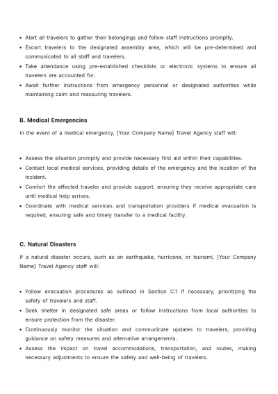 Free Travel Agency Emergency Procedure Template to Edit Online
